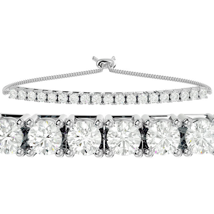 3 Carat Diamond Bolo Bracelet In 14 Karat White Gold, Adjustable 6-9 inches