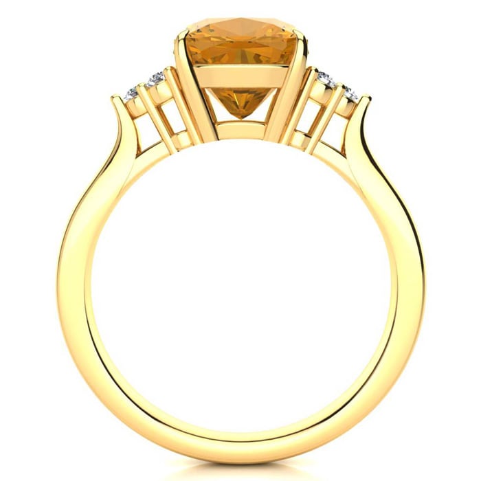 2 1/5 Carat Cushion Cut Citrine and Multi Gemstone Ring In 14 Karat Yellow Gold - With Amethyst and Sapphire
