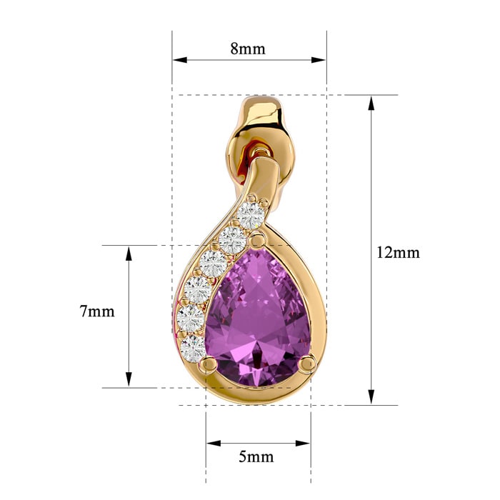 Pink Gemstones 1 3/4 Carat Pink Topaz and Diamond Pear Shape Stud Earrings In 14 Karat Yellow Gold 