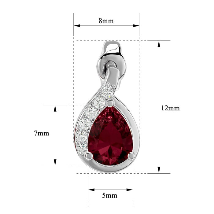Garnet Earrings: Garnet Jewelry: 2 Carat Garnet and Diamond Pear Shape Stud Earrings In 14 Karat White Gold 