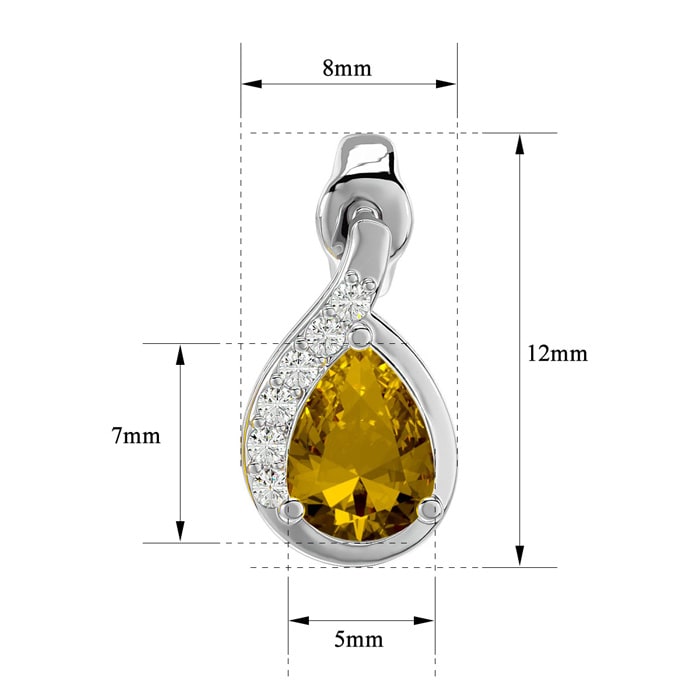 1 1/3 Carat Citrine and Diamond Pear Shape Stud Earrings In 14 Karat White Gold 