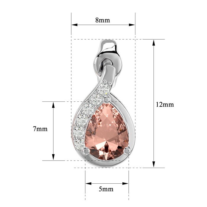1-2/5 Carat Pear Shape Morganite Earrings and Diamond Drop In 14 Karat White Gold 