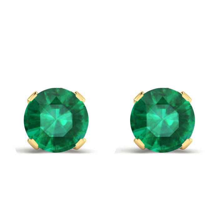 1/3 Carat Emerald Stud Earrings in 14 Karat Yellow Gold Over Sterling Silver