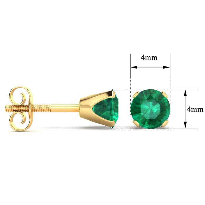 1/3 Carat Emerald Stud Earrings in 14 Karat Yellow Gold Over Sterling Silver
