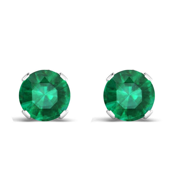 1/3 Carat Emerald Stud Earrings in Sterling Silver