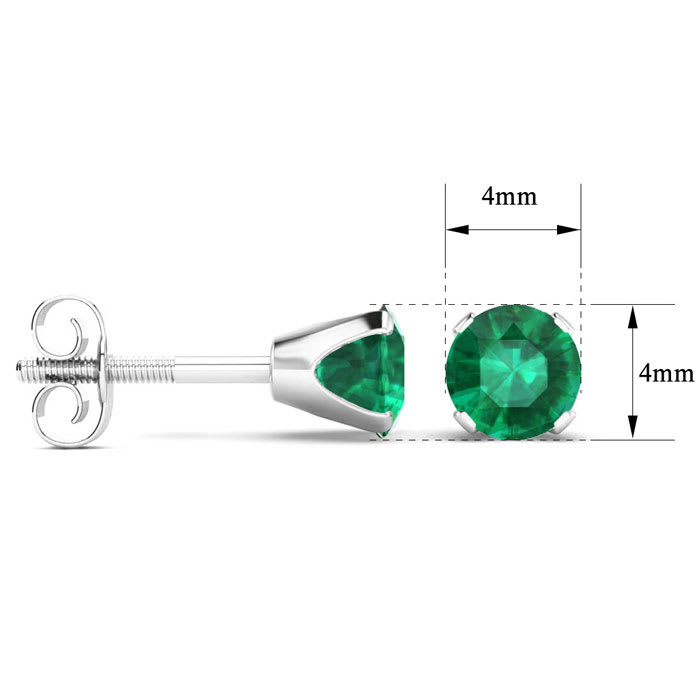 1/3 Carat Emerald Stud Earrings in Sterling Silver