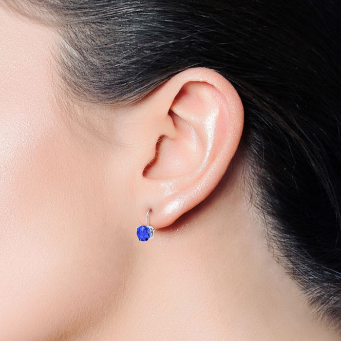 5 Carat Created Tanzanite Drop Earrings In Sterling Silver
