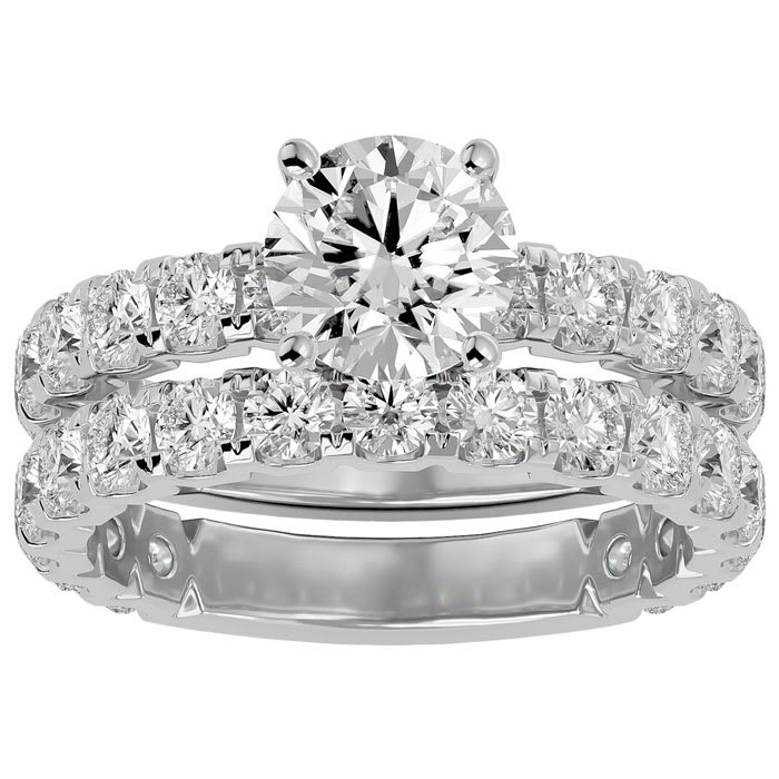 3 1/2 Carat Round Diamond Bridal Set In 14 Karat White Gold