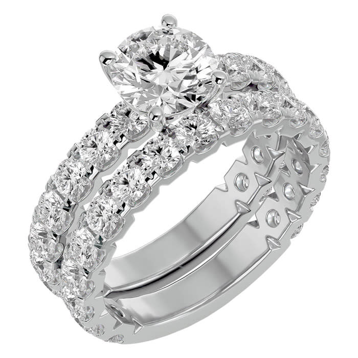 3 1/2 Carat Round Diamond Bridal Set In 14 Karat White Gold