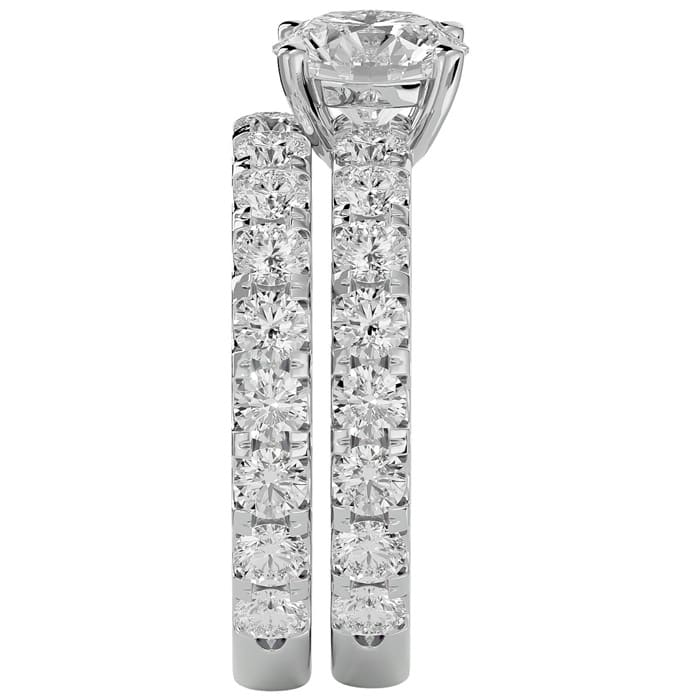 3 1/2 Carat Round Diamond Bridal Set In 14 Karat White Gold