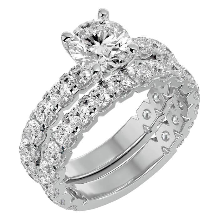 4 Carat Round Diamond Bridal Set In 14 Karat White Gold