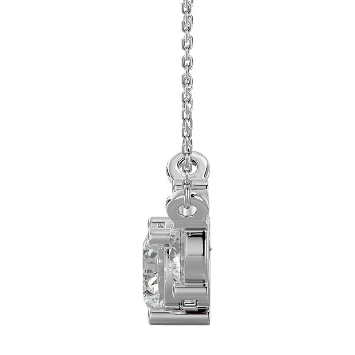 1 1/4 Carat Diamond Three Stone Necklace In 14 Karat White Gold, 18 Inches