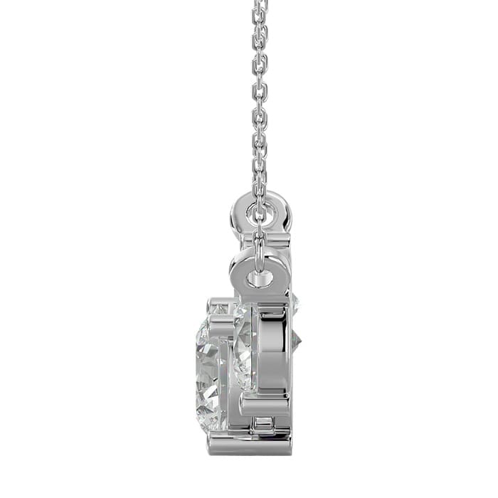 1 3/4 Carat Moissanite Three Stone Necklace In 14 Karat White Gold, 18 Inches