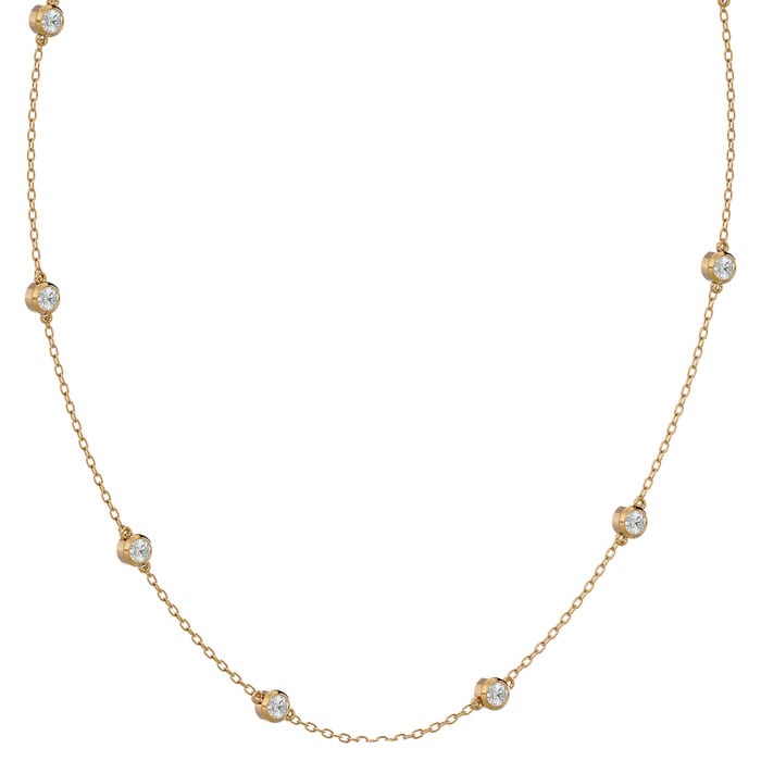14 Karat Yellow Gold 1 1/2 Carat Diamonds By The Yard Necklace, 16-18 Inches