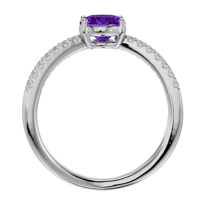 1 1/3 Carat Oval Shape Amethyst and Diamond Ring In 14 Karat White Gold