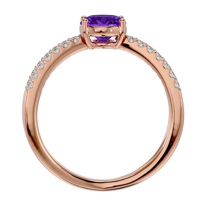 1 1/3 Carat Oval Shape Amethyst and Diamond Ring In 14 Karat Rose Gold