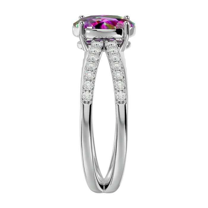 1-1/3 Carat Oval Shape Mystic Topaz and Diamonds In 14 Karat White Gold