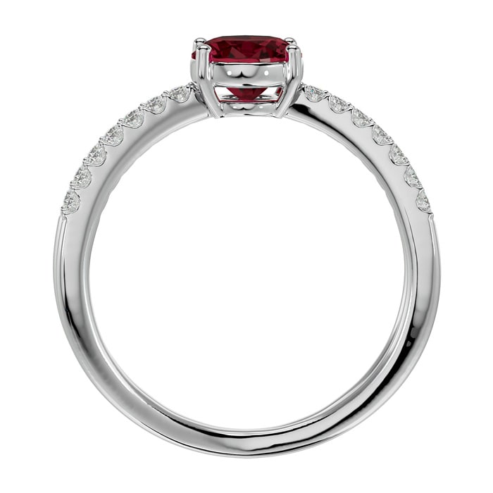 Garnet Ring: Garnet Jewelry: 1 3/4 Carat Oval Shape Garnet and Diamond Ring In 14 Karat White Gold
