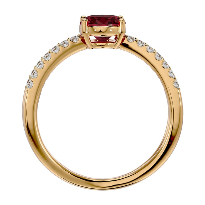 Garnet Ring: Garnet Jewelry: 1 3/4 Carat Oval Shape Garnet and Diamond Ring In 14 Karat Yellow Gold