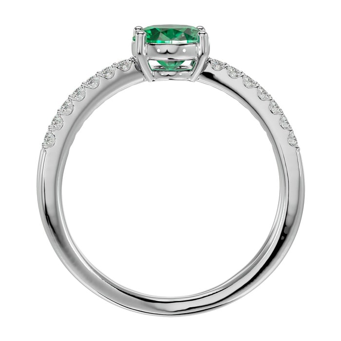 1.40 Carat Oval Shape Emerald and Diamond Ring In 14 Karat White Gold