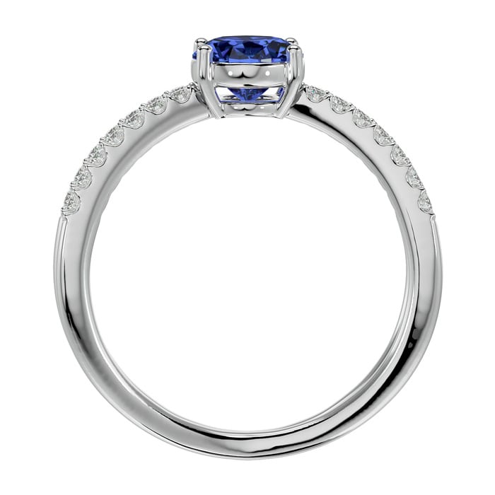 1 1/2 Carat Oval Shape Tanzanite and Diamond Ring In 14 Karat White Gold