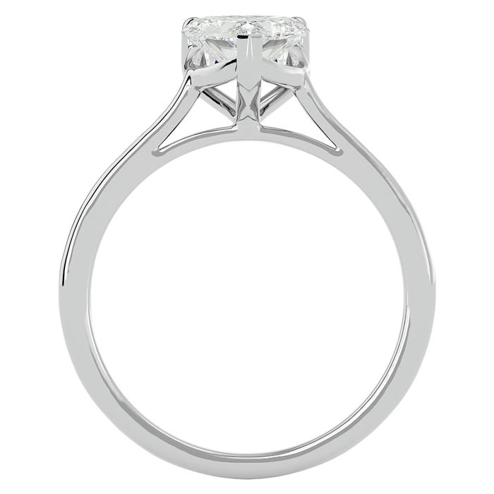 Moissanite Engagement Ring; 1 Carat Heart Shape Moissanite Solitaire Engagement Ring In 14 Karat White Gold