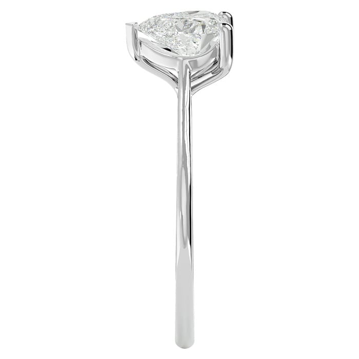 Moissanite Engagement Ring; 1 Carat Heart Shape Moissanite Solitaire Engagement Ring In 14 Karat White Gold