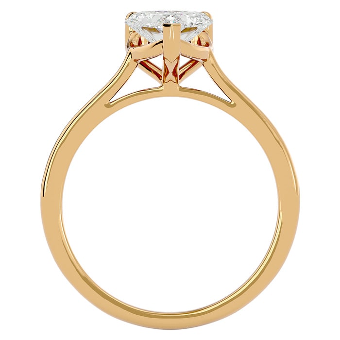 Moissanite Engagement Ring; 1 Carat Heart Shape Moissanite Solitaire Engagement Ring In 14 Karat Yellow Gold