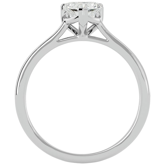 Moissanite Engagement Ring; 3/4 Carat Heart Shape Moissanite Solitaire Engagement Ring In 14 Karat White Gold