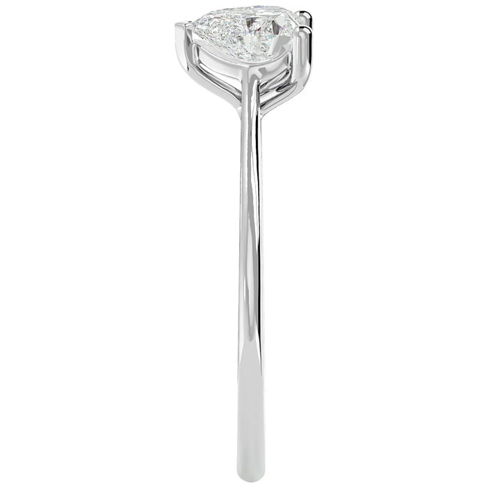 Moissanite Engagement Ring; 3/4 Carat Heart Shape Moissanite Solitaire Engagement Ring In 14 Karat White Gold