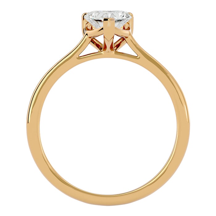 Moissanite Engagement Ring; 3/4 Carat Heart Shape Moissanite Solitaire Engagement Ring In 14 Karat Yellow Gold