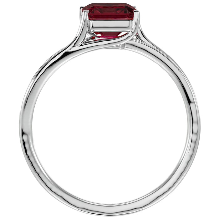 Garnet Ring: Garnet Jewelry: 2 Carat Emerald Shape Garnet and Diamond Ring In 14 Karat White Gold