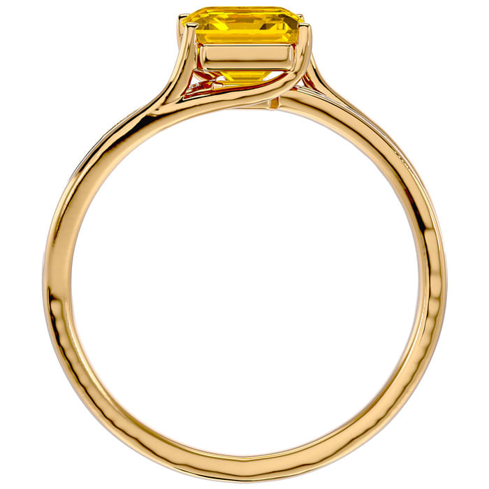 1 3/4 Carat Emerald Shape Citrine and Diamond Ring In 14 Karat Yellow Gold