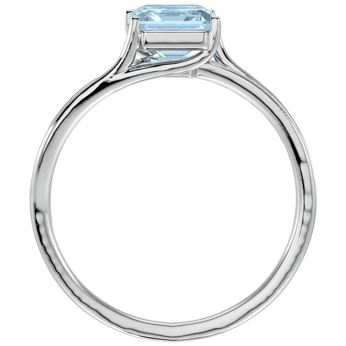 Aquamarine Ring: Aquamarine Jewelry: 1 1/2 Carat Emerald Shape Aquamarine and Diamond Ring In 14 Karat White Gold