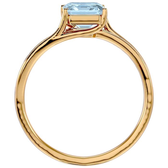 Aquamarine Ring: Aquamarine Jewelry: 1 1/2 Carat Emerald Shape Aquamarine and Diamond Ring In 14 Karat Yellow Gold