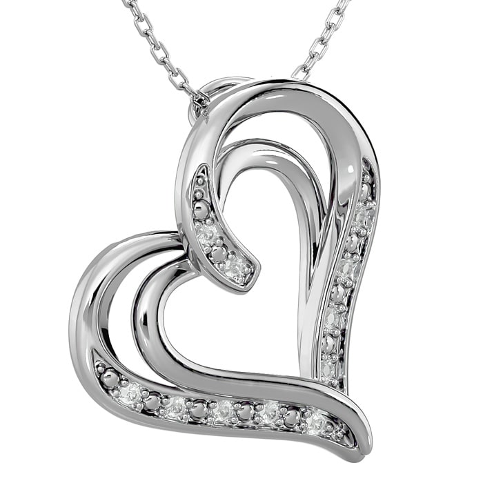 0.05 Carat Diamond Heart Necklace With Free Chain, 18 Inches