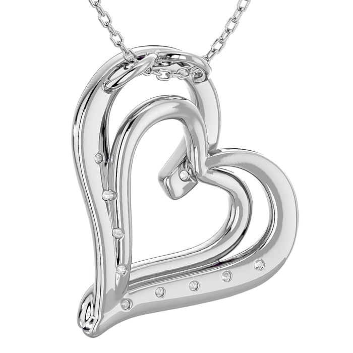 0.05 Carat Diamond Heart Necklace With Free Chain, 18 Inches