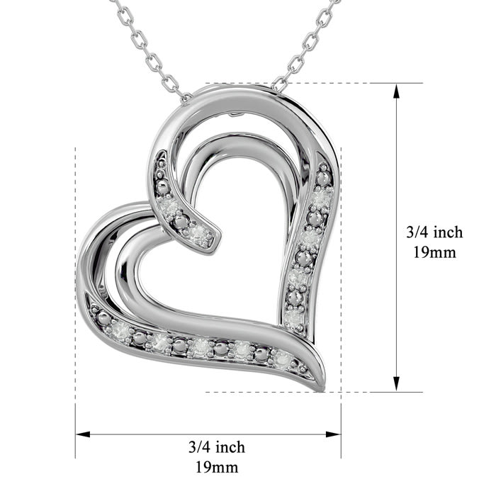 0.05 Carat Diamond Heart Necklace With Free Chain, 18 Inches