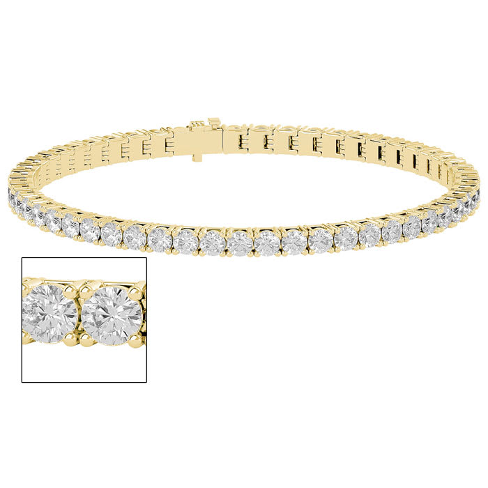 5 Carat Moissanite Tennis Bracelet In 14 Karat Yellow Gold, 7 Inches