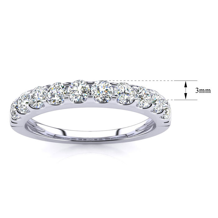 3/4 Carat Matching Wedding Band for a Princess Center Engagement Ring In 14K White Gold 