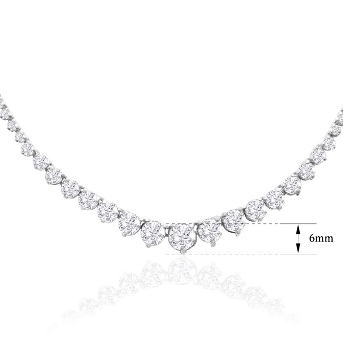 Graduated 8 Carat Diamond Tennis Necklace In 14 Karat White Gold, 17 Inches