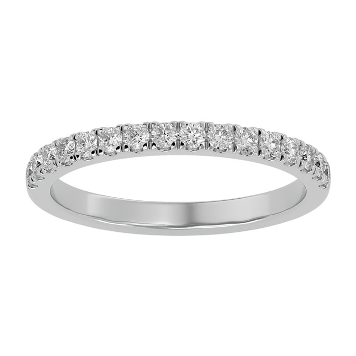 Moissanite Engagement Ring; 1/3 Carat Moissanite Wedding Band In 14 Karat White Gold
