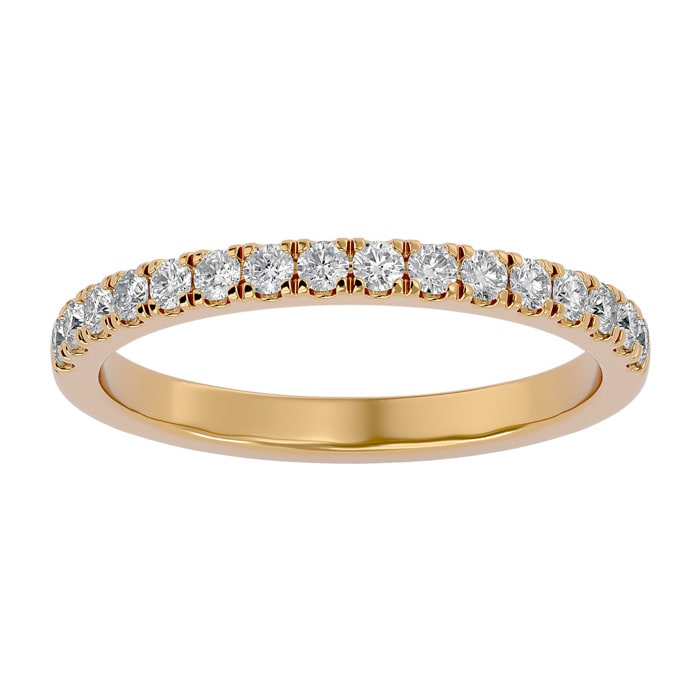 Moissanite Engagement Ring; 1/3 Carat Moissanite Wedding Band In 14 Karat Yellow Gold