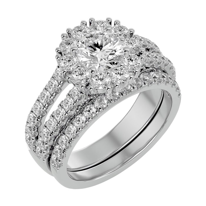 2 1/2 Carat Shape Diamond Bridal Set In 14 Karat White Gold