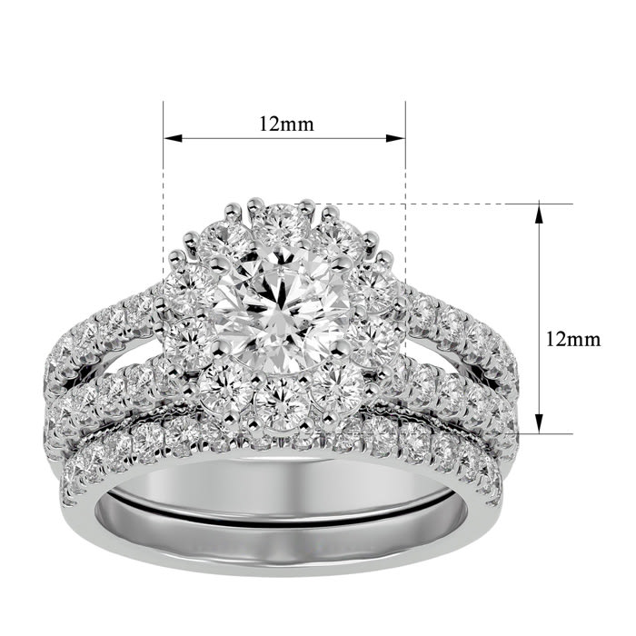 2 1/2 Carat Shape Diamond Bridal Set In 14 Karat White Gold