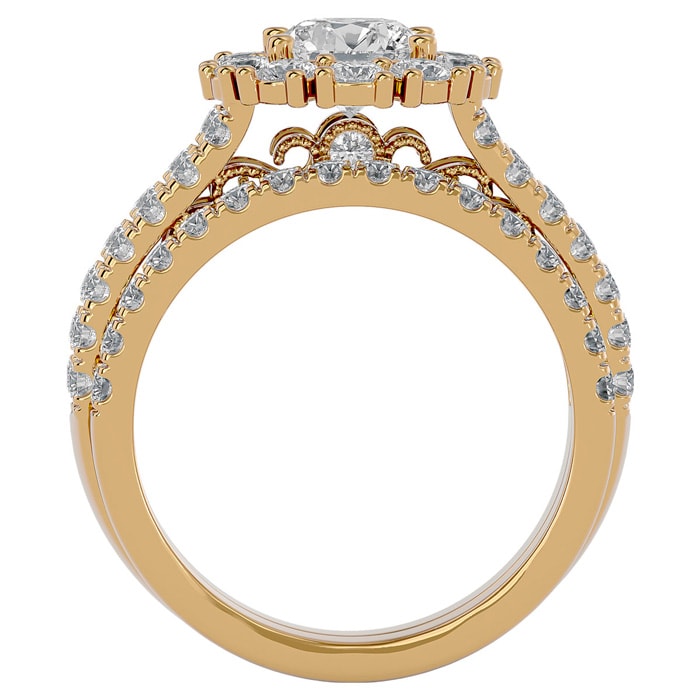 2 1/2 Carat Shape Diamond Bridal Set In 14 Karat Yellow Gold