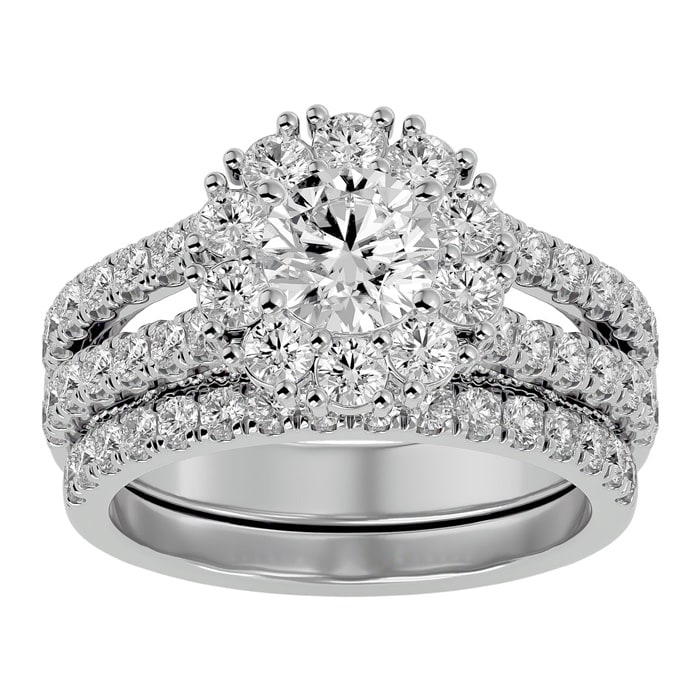 2 1/2 Carat Shape Diamond Bridal Set In 14 Karat White Gold