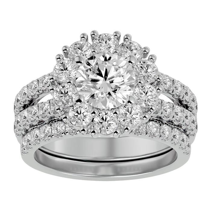 3 1/2 Carat Shape Diamond Bridal Set In 14 Karat White Gold
