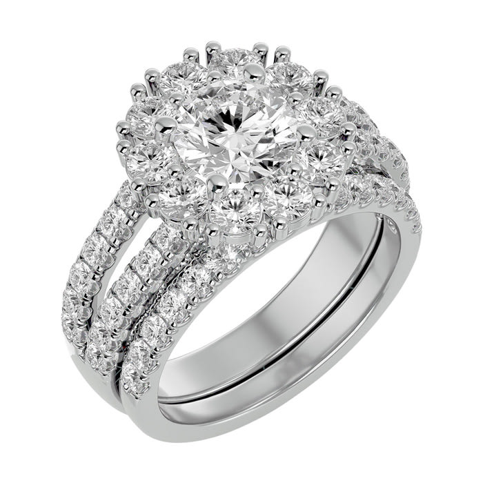 3 1/2 Carat Shape Diamond Bridal Set In 14 Karat White Gold