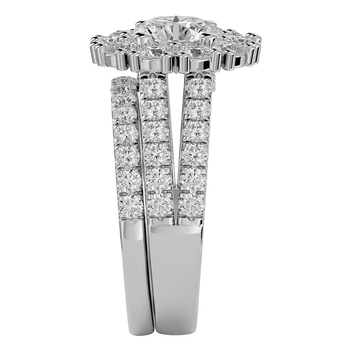 3 1/2 Carat Shape Diamond Bridal Set In 14 Karat White Gold